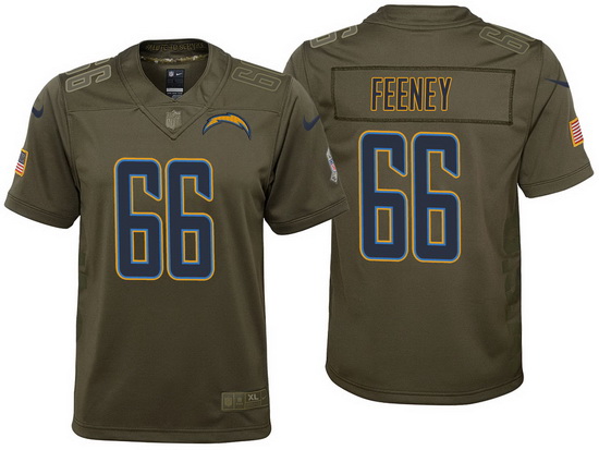 youth chargers dan feeney olive 2017 salute to service jersey