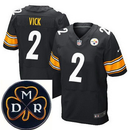 Men's Nike Pittsburgh Steelers #2 Michael Vick Black Team Color NFL Elite MDR Dan Rooney Patch Jerse