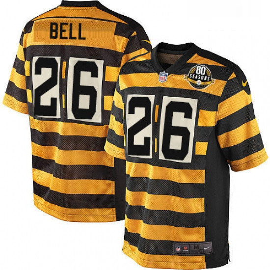 Mens Nike Pittsburgh Steelers 26 LeVeon Bell Limited YellowBlack Alternate 80TH Anniversary Throwbac