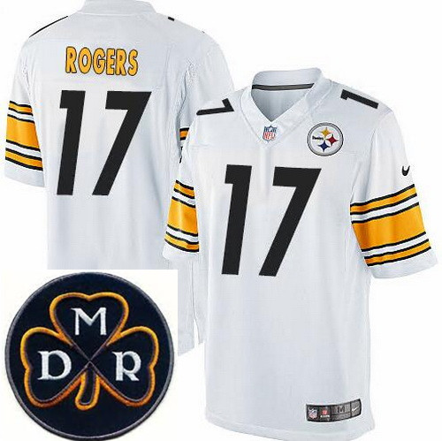 Men's Nike Pittsburgh Steelers #17 Eli Rogers Elite White NFL MDR Dan Rooney Patch Jersey