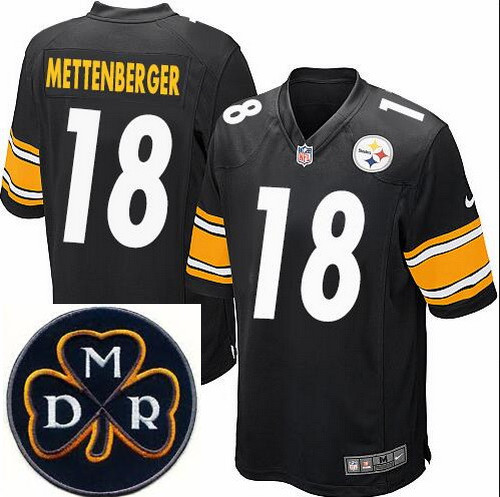 Men's Nike Pittsburgh Steelers #18 Zach Mettenberger Elite Black NFL MDR Dan Rooney Patch Jersey