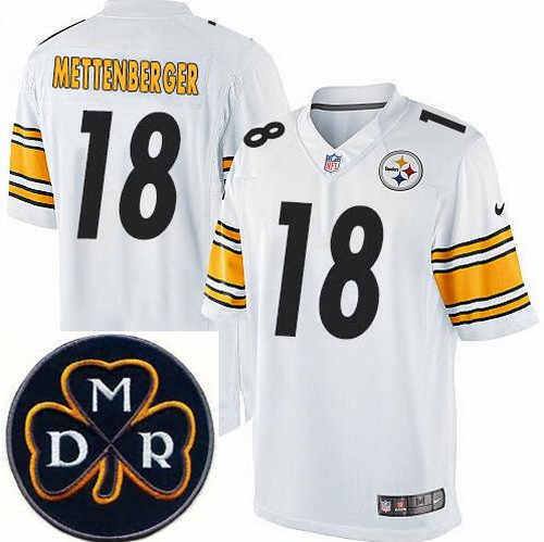 Men's Nike Pittsburgh Steelers #18 Zach Mettenberger Elite White NFL MDR Dan Rooney Patch Jersey