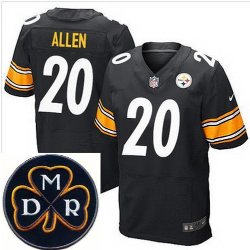 Men's Nike Pittsburgh Steelers #20 Will Allen Black Stitched NFL Elite MDR Dan Rooney Patch Jersey