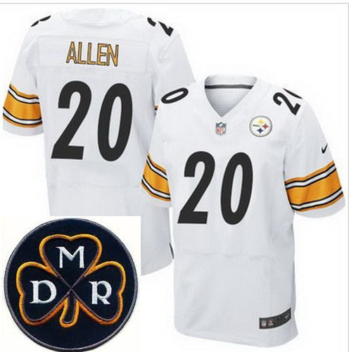 Men's Nike Pittsburgh Steelers #20 Will Allen White Stitched NFL Elite MDR Dan Rooney Patch Jersey