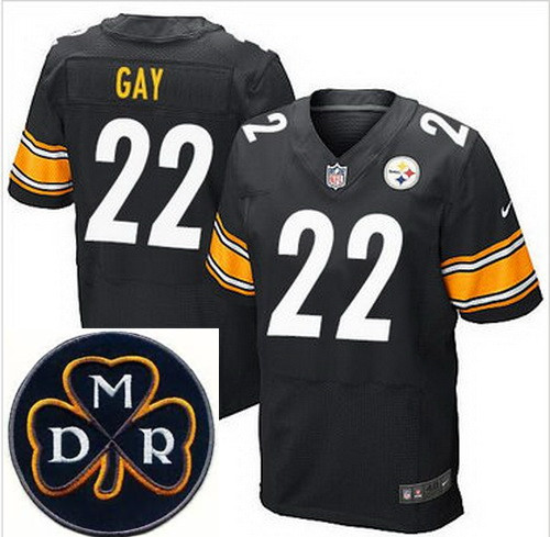 Men's Nike Pittsburgh Steelers #22 William Gay Black Team Color Stitched NFL Elite MDR Dan Rooney Pa