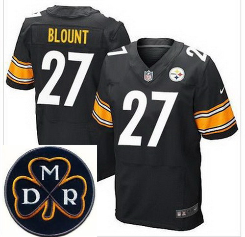 Men's Nike Pittsburgh Steelers #27 LeGarrette Blount Black Team Color NFL Elite MDR Dan Rooney Patch