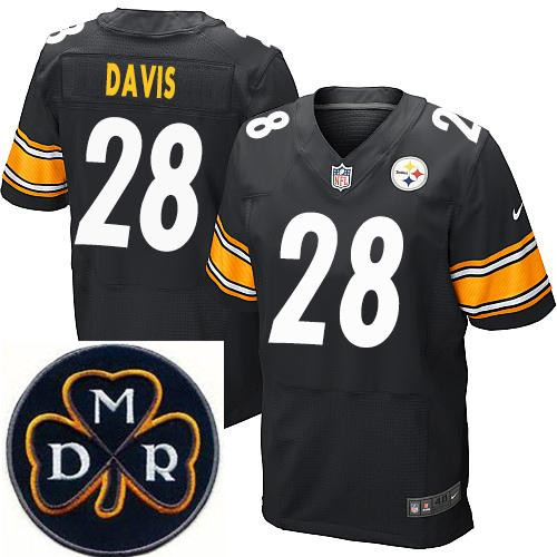 Men's Nike Pittsburgh Steelers #28 Sean Davis Black Team Color Stitched NFL Elite MDR Dan Rooney Pat