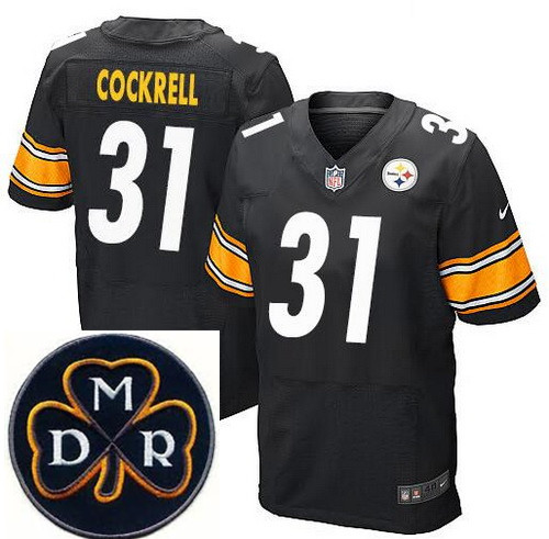 Men's Nike Pittsburgh Steelers #31 Ross Cockrell Elite Black NFL MDR Dan Rooney Patch Jersey