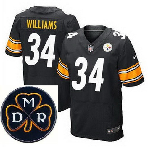 Men's Nike Pittsburgh Steelers #34 DeAngelo Williams Black Team Color Stitched NFL Elite MDR Dan Roo