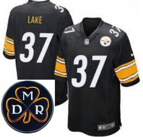 Men's Nike Pittsburgh Steelers #37 Carnell Lake Elite Black NFL MDR Dan Rooney Patch Jersey