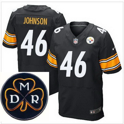 Men's Nike Pittsburgh Steelers #46 Will Johnson Black Team Color Stitched NFL Elite MDR Dan Rooney P