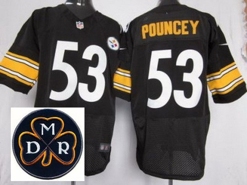 Men's Nike Pittsburgh Steelers #53 Maurkice Pouncey Black Elite MDR Dan Rooney Patch Jerseys