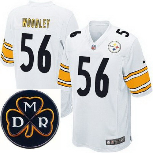 Men's Nike Pittsburgh Steelers #56 Lamarr Woodley White Elite MDR Dan Rooney Patch Jerseys