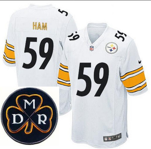 Men's Nike Pittsburgh Steelers #59 Jack Ham Elite White NFL MDR Dan Rooney Patch Jersey