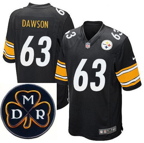 Men's Nike Pittsburgh Steelers #63 Dermontti Dawson Elite Black NFL MDR Dan Rooney Patch Jersey