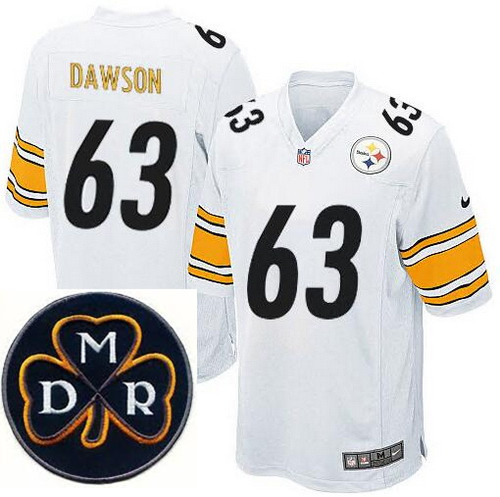 Men's Nike Pittsburgh Steelers #63 Dermontti Dawson Elite White NFL MDR Dan Rooney Patch Jersey