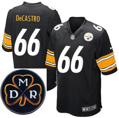 Men's Nike Pittsburgh Steelers #66 David DeCastro Black Elite MDR Dan Rooney Patch Jerseys