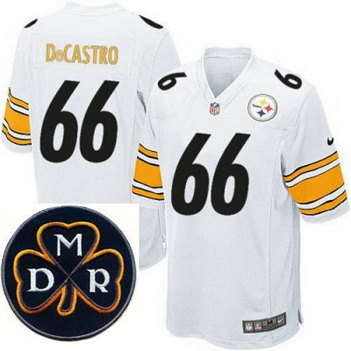 Men's Nike Pittsburgh Steelers #66 David DeCastro White Elite MDR Dan Rooney Patch Jerseys