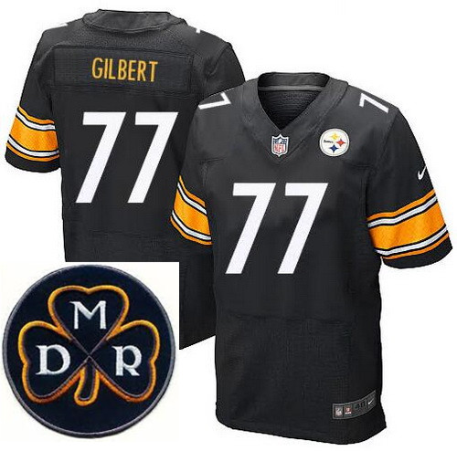 Men's Nike Pittsburgh Steelers #77 Marcus Gilbert Elite Black NFL MDR Dan Rooney Patch Jersey