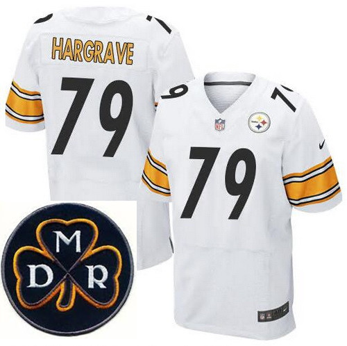 Men's Nike Pittsburgh Steelers #79 Javon Hargrave Elite White NFL MDR Dan Rooney Patch Jersey