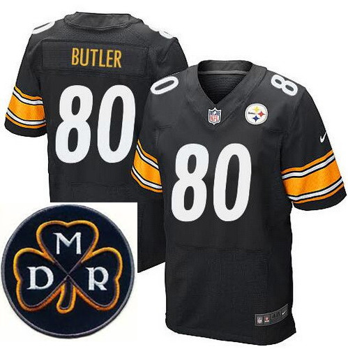 Men's Nike Pittsburgh Steelers #80 Jack Butler Elite Black NFL MDR Dan Rooney Patch Jersey