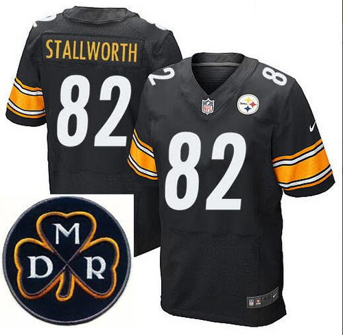 Men's Nike Pittsburgh Steelers #82 John Stallworth Elite Black NFL MDR Dan Rooney Patch Jersey