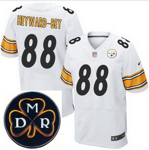 Men's Nike Pittsburgh Steelers #88 Darrius Heyward-Bey White Stitched NFL Elite MDR Dan Rooney Patch