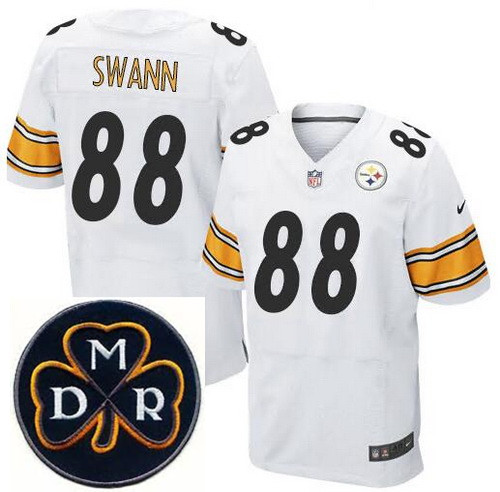 Men's Nike Pittsburgh Steelers #88 Lynn Swann Elite White NFL MDR Dan Rooney Patch Jersey