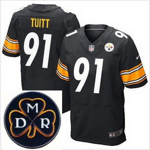 Men's Nike Pittsburgh Steelers #91 Stephon Tuitt Black Team Color Stitched NFL Elite MDR Dan Rooney 