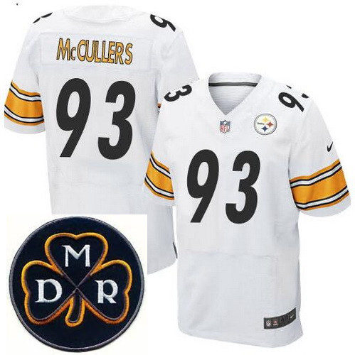 Men's Nike Pittsburgh Steelers #93 Dan McCullers Elite White NFL MDR Dan Rooney Patch Jersey