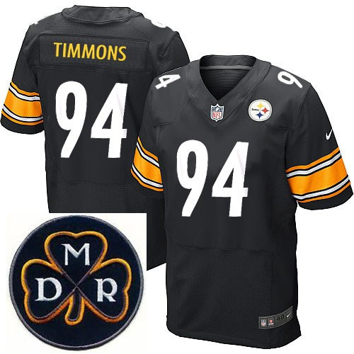 Men's Nike Pittsburgh Steelers #94 Lawrence Timmons Black Stitched NFL Elite MDR Dan Rooney Patch Je