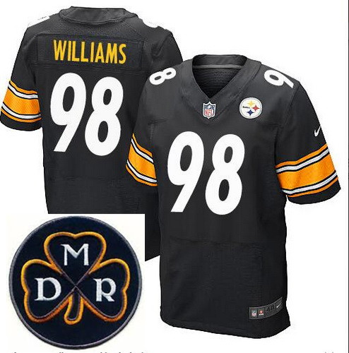 Men's Nike Pittsburgh Steelers #98 Vince Williams Elite Black NFL MDR Dan Rooney Patch Jersey