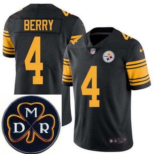 Men's Nike Pittsburgh Steelers #4 Jordan Berry Elite Black Rush NFL MDR Dan Rooney Patch Jersey