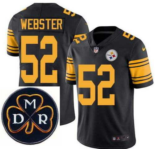 Men's Nike Pittsburgh Steelers #52 Mike Webster Elite Black Rush NFL MDR Dan Rooney Patch Jersey