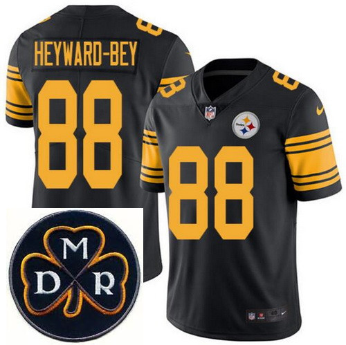 Men's Nike Pittsburgh Steelers #88 Darrius Heyward-Bey Elite Black Rush NFL MDR Dan Rooney Patch Jer