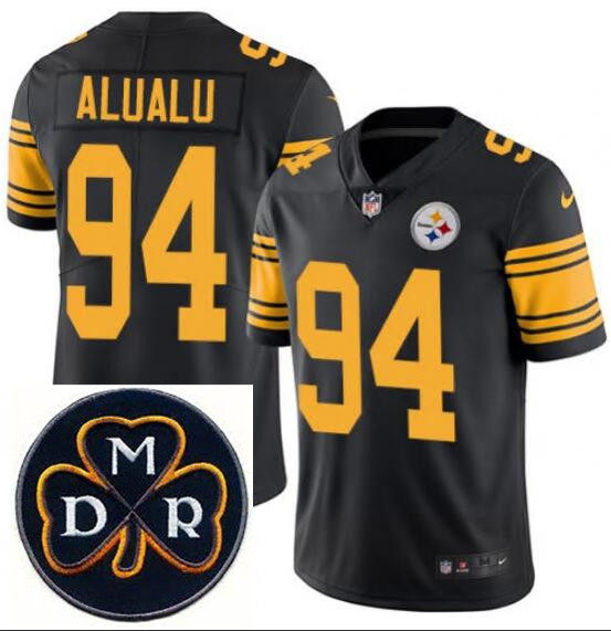 Men's Nike Pittsburgh Steelers #94 Tyson Alualu NFL Rush MDR Dan Rooney Patch Jersey