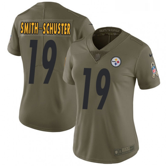 Womens Nike Pittsburgh Steelers 19 JuJu Smith Schuster Limited Olive 2017 Salute to Service NFL Jers