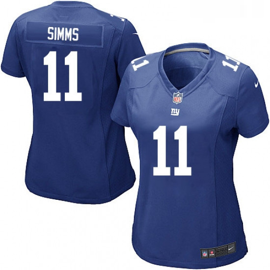 Womens Nike New York Giants 11 Phil Simms Game Royal Blue Team Color NFL Jersey