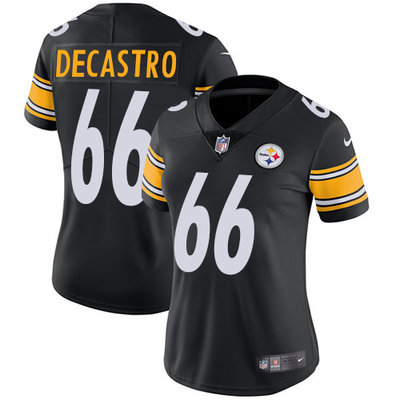 Nike Steelers #66 David DeCastro Black Team Color Womens Stitched NFL Vapor Untouchable Limited Jers