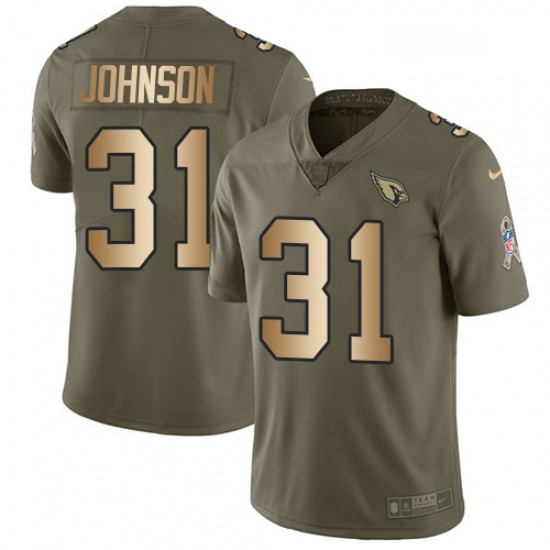 Men Nike Arizona Cardinals 31 David Johnson Limited OliveGold 2017 Salute to Service NFL Jersey