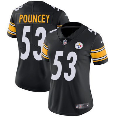 Nike Steelers #53 Maurkice Pouncey Black Team Color Womens Stitched NFL Vapor Untouchable Limited Je