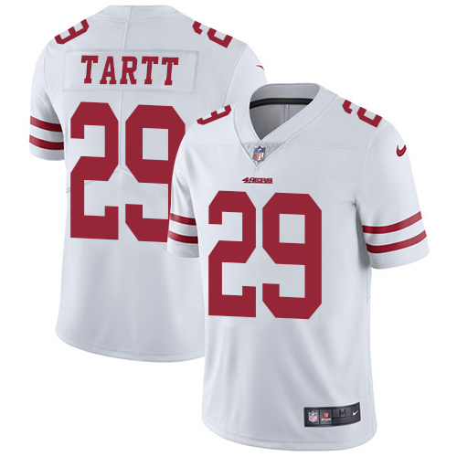 Men Nike 49ers #29 Jaquiski Tartt White Stitched NFL Vapor Untouchable Limited Jersey