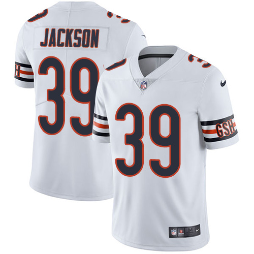 Men Nike Bears #39 Eddie Jackson White Stitched NFL Vapor Untouchable Limited Jersey