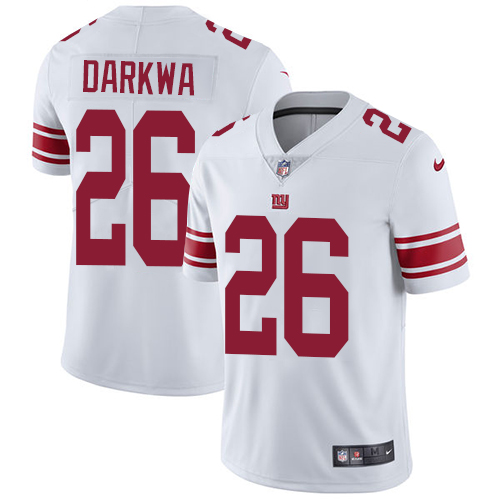 Men Nike Giants #26 Orleans Darkwa White Stitched NFL Vapor Untouchable Limited Jersey