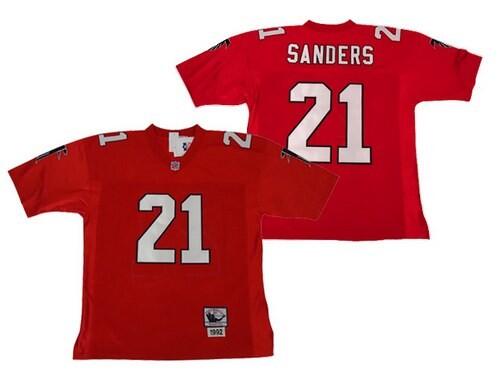 Men Nike Falcons #21 Deion Sanders Red Stitched 1994 Authentic NFL Throwback Jersey