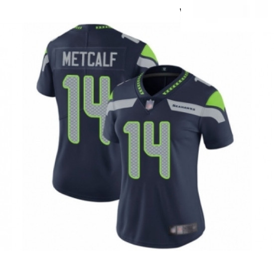 Womens Seattle Seahawks 14 DK Metcalf Navy Blue Team Color Vapor Untouchable Limited Player Football