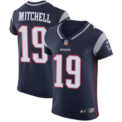 Men Nike Patriots #19 Malcolm Mitchell Navy Blue Team Color Stitched NFL Vapor Untouchable Elite Jer