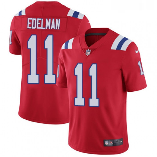 Mens Nike New England Patriots 11 Julian Edelman Red Alternate Vapor Untouchable Limited Player NFL 