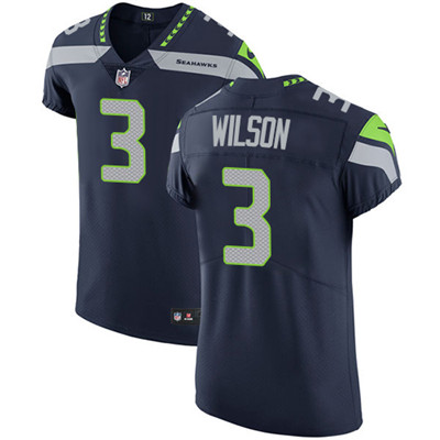 Men Nike Seahawks #3 Russell Wilson Steel Blue Team Color Stitched NFL Vapor Untouchable Elite Jerse