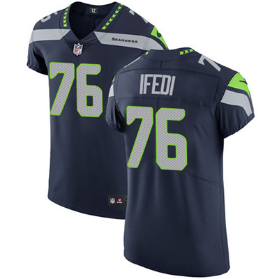 Men Nike Seahawks #76 Germain Ifedi Steel Blue Team Color Stitched NFL Vapor Untouchable Elite Jerse